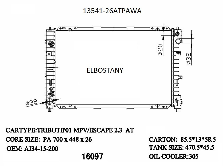 RADIATOR:MAZDA:13541 26ATPAWS