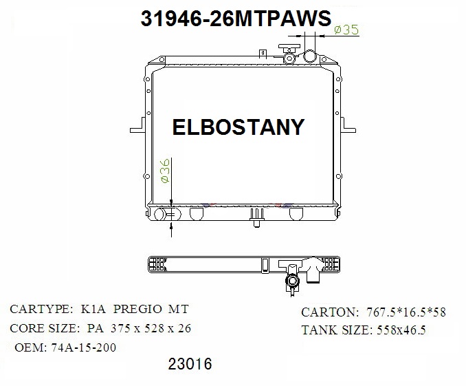 RADIATOR:KIA:31946 - 26MTPAWS
