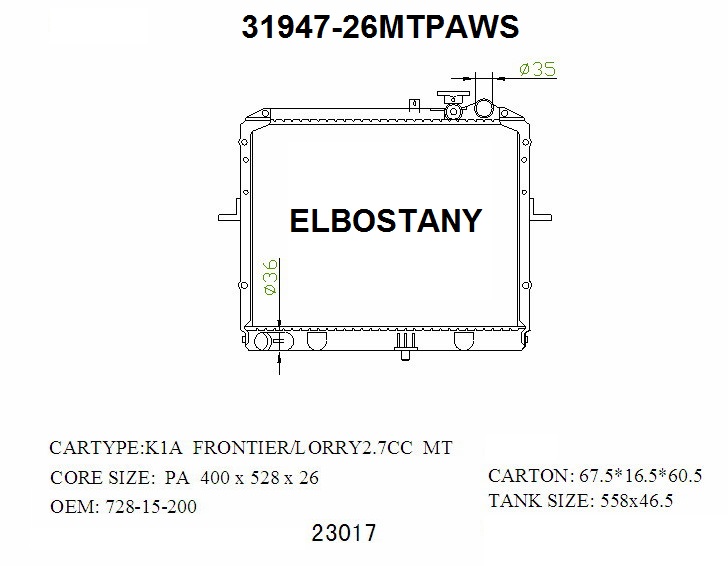 RADIATOR:KIA:31947- 26MTPAWS