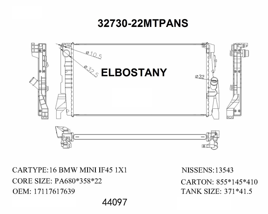 RADIATOR:BMW:32730 - 22MTPANS