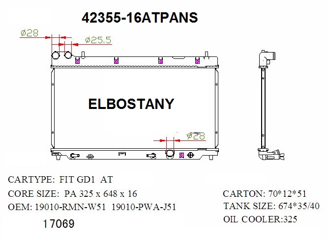 RADIATOR:HONDA:42355-16ATPANS