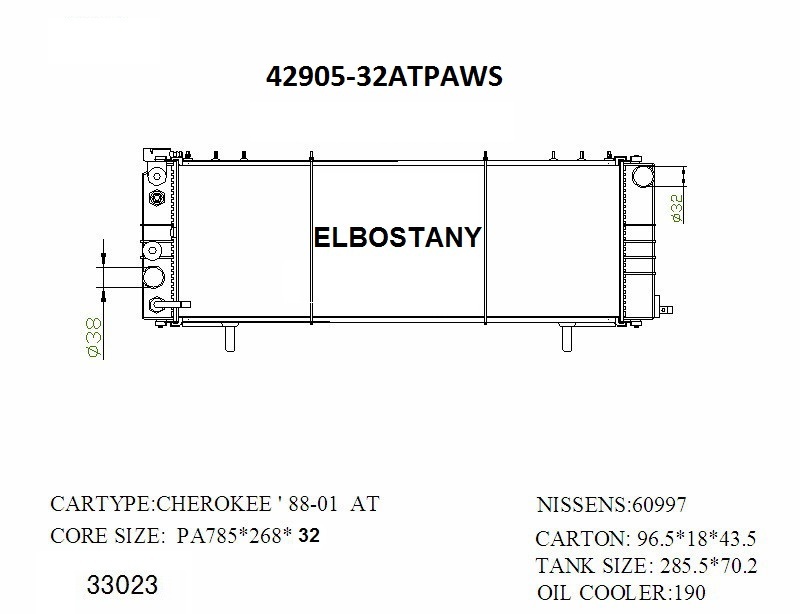 RADIATOR:JEEP:42905 -32AT PA WS