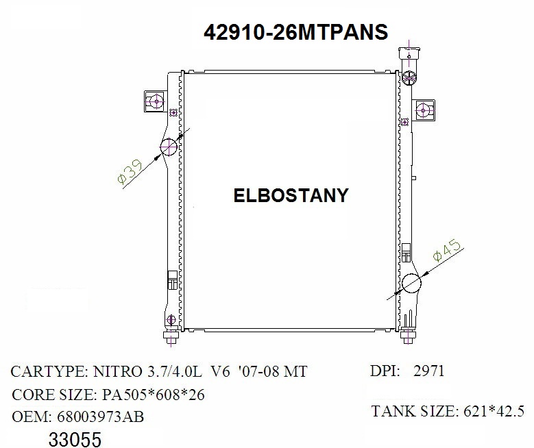 RADIATOR:JEEP:42910 26MTPANS