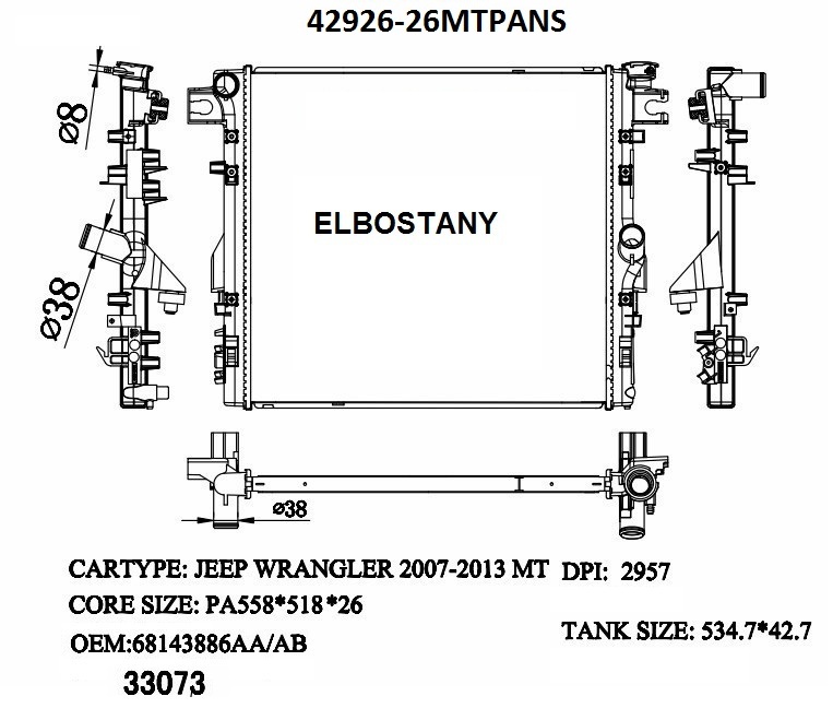 RADIATOR:JEEP:42926 26MTPANS
