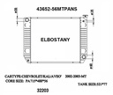RADIATOR:CHEVEROLET:43652 - 56 MTPANS