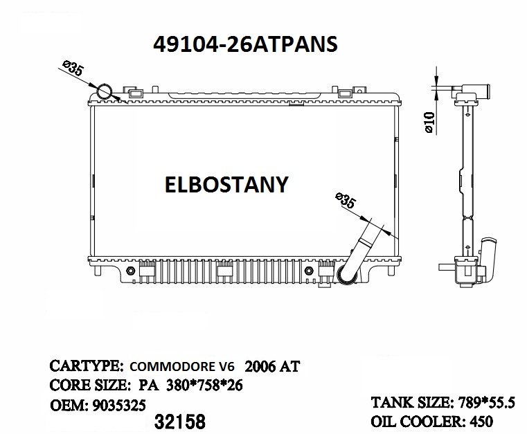 RADIATOR:commodore ve:49104-26AT PA NS
