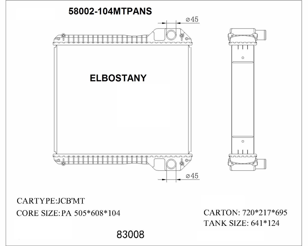 RADIATOR:GENERATOR:58002 - 104MTPANS