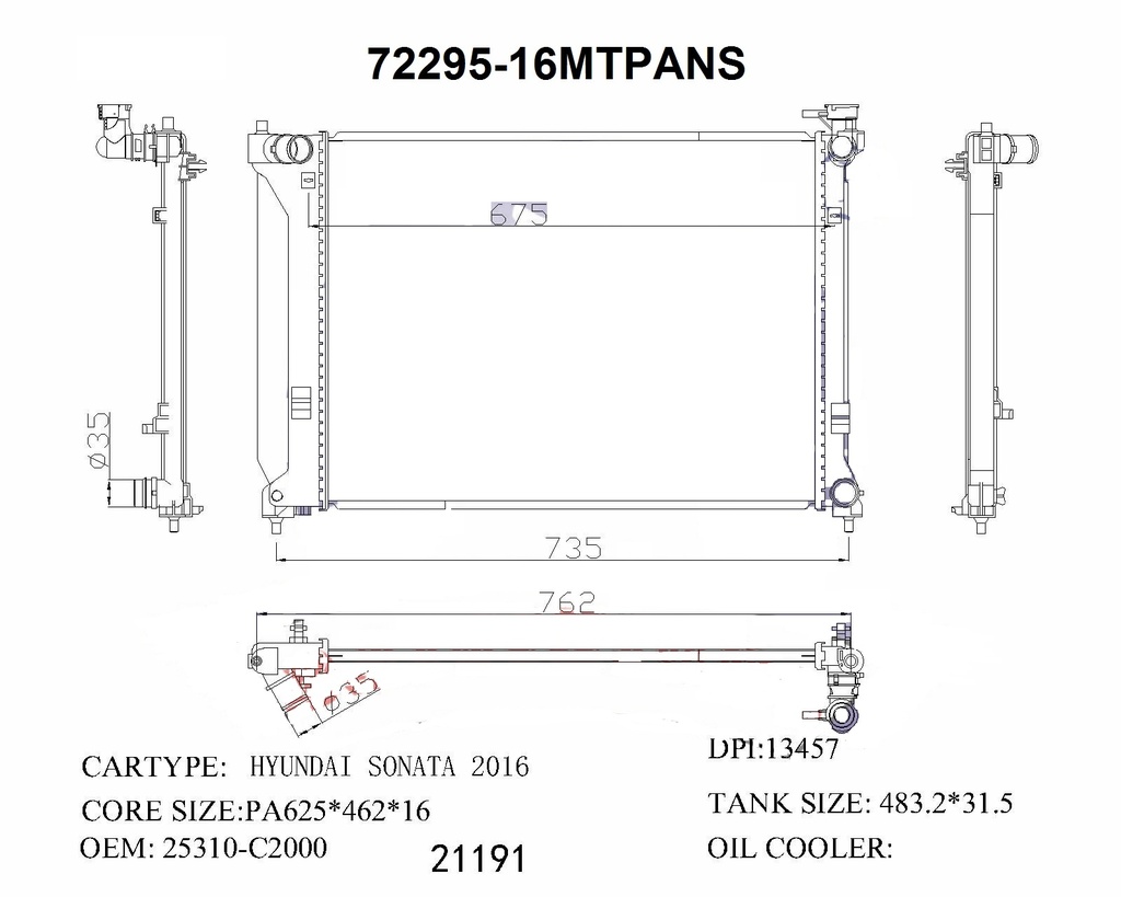 RADIATOR:HYUNDAI:72295-16MTPANS