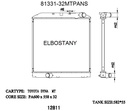 RADIATOR:TOYOTA:81331 - 32MT PANS
