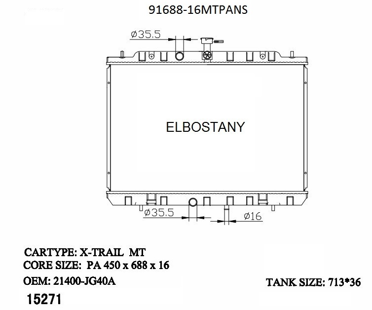 RADIATOR:NISSAN:91688 -16MT PA NS
