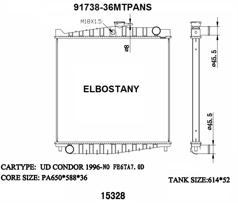 RADIATOR:NISSAN:91738 - 36MTPANS