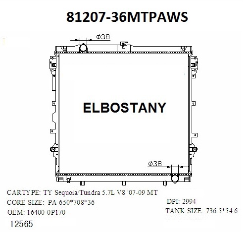 RADIATOR:TOYOTA:81207 -36MT PA WS