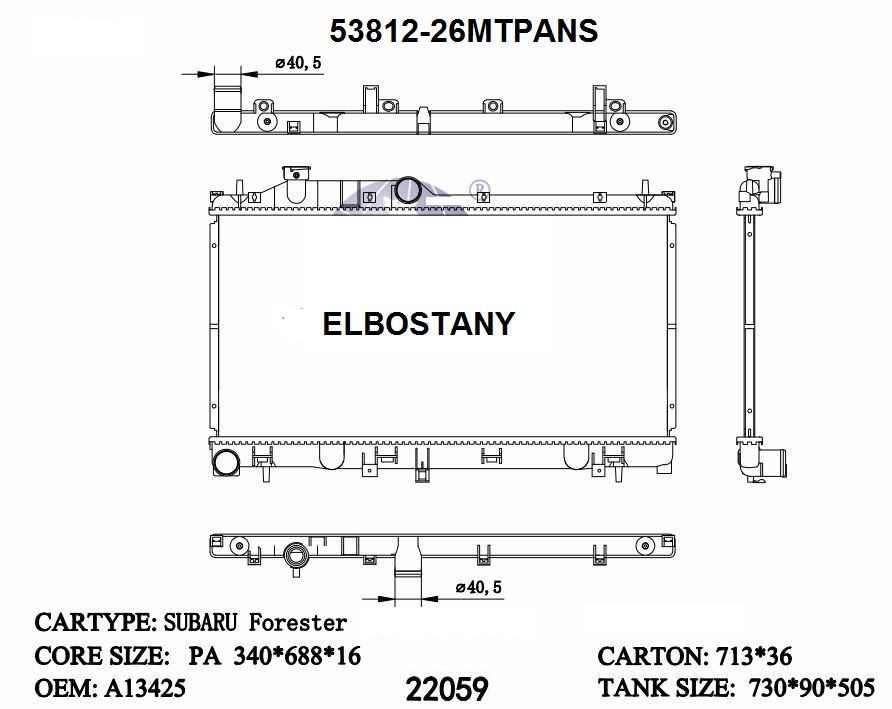 RADIATOR:SUBARU:53812 - 22ATPANS